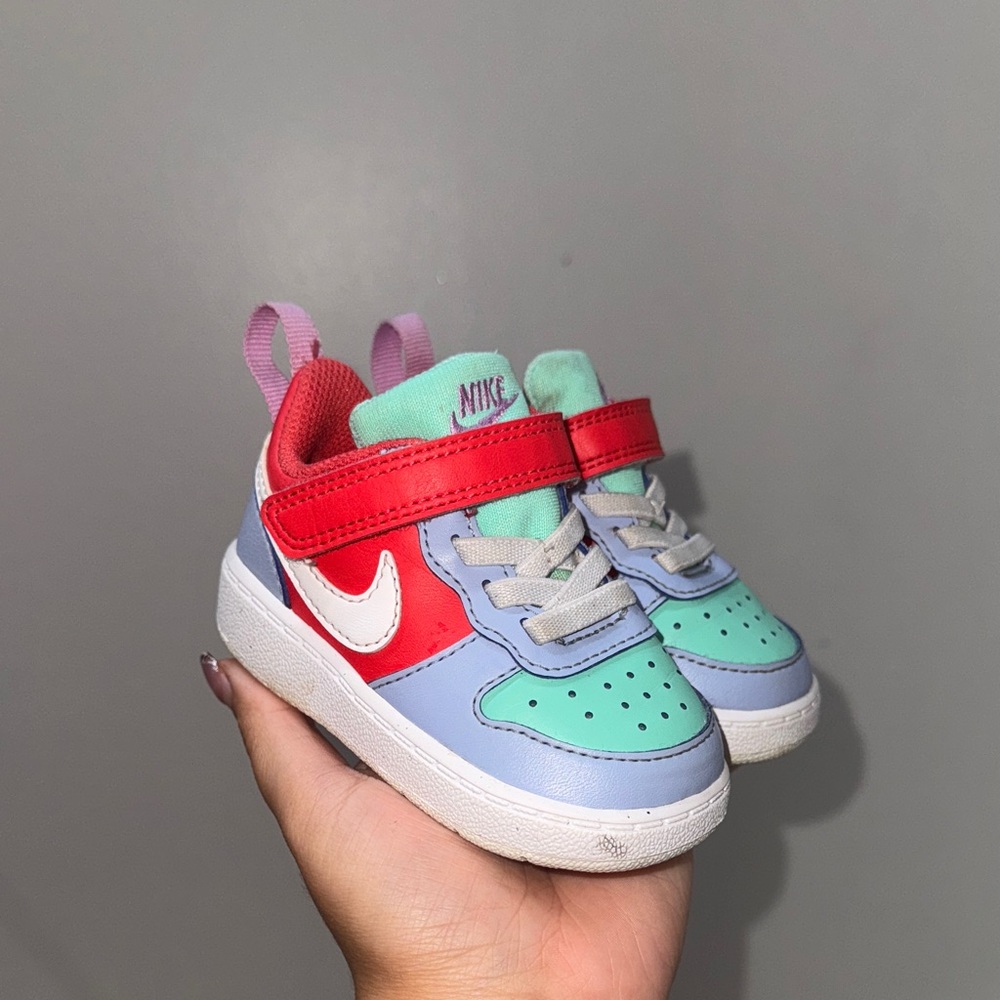 Nike Kids Red/Blue/Green and Pink Sneakers / Velcro Closure 4C